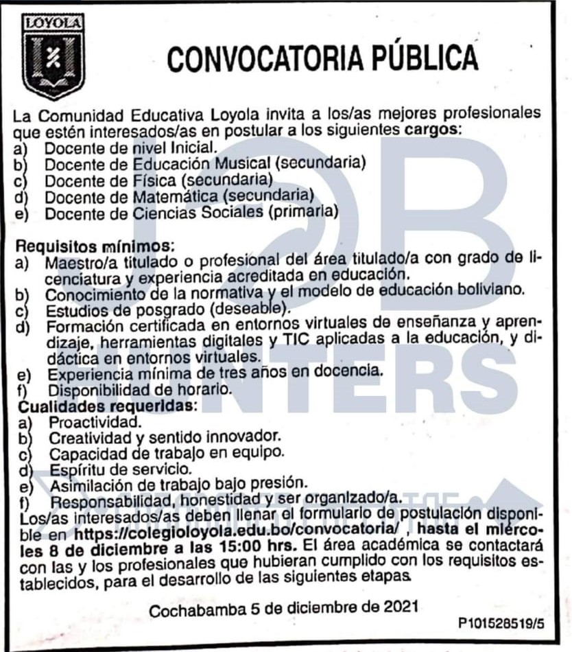 CONVOCATORIA PÚBLICA | Trabajando Bolivia